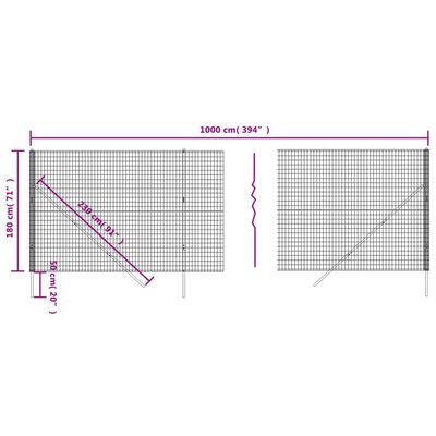 vidaXL Clôture en treillis métallique vert 1,8x10 m acier galvanisé