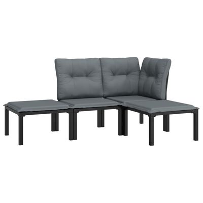 vidaXL Salon de jardin 4 pcs noir et gris résine tressée