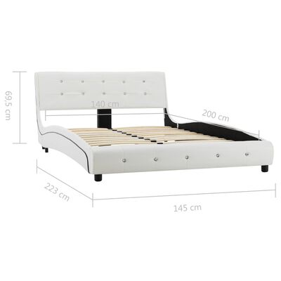 vidaXL Lit avec matelas à mémoire de forme Blanc Similicuir 140x200 cm