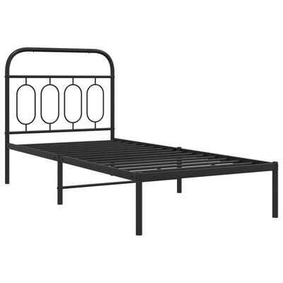 vidaXL Cadre de lit métal sans matelas avec tête de lit noir 90x190 cm