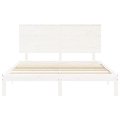 vidaXL Cadre de lit avec tête de lit blanc King Size bois massif