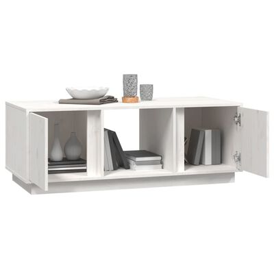 vidaXL Table basse Blanc 110x50x40 cm Bois massif de pin