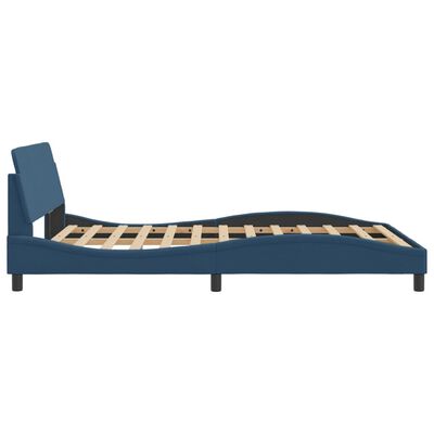 vidaXL Cadre de lit avec tête de lit sans matelas bleu 120x200cm tissu