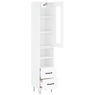 vidaXL Buffet haut Blanc brillant 34,5x34x180 cm Bois d'ingénierie