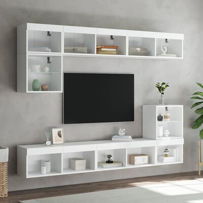 vidaXL Meubles TV avec lumières LED 2 pcs blanc 80x30x30 cm