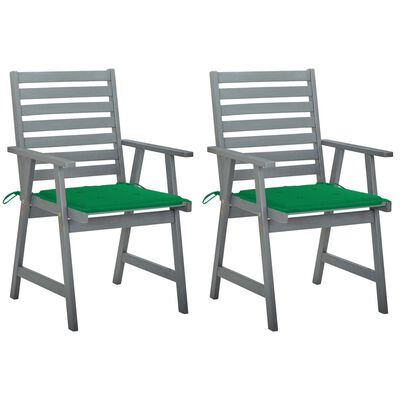 vidaXL Chaises à manger d'extérieur lot de 2 et coussins Acacia massif