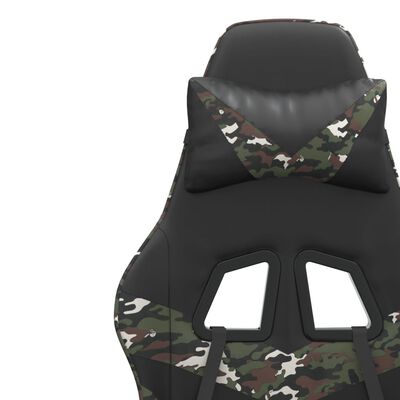 vidaXL Chaise de jeu pivotante repose-pied Noir camouflage Similicuir