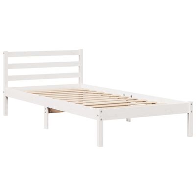 vidaXL Cadre de lit avec tête de lit sans matelas blanc 90x200 cm