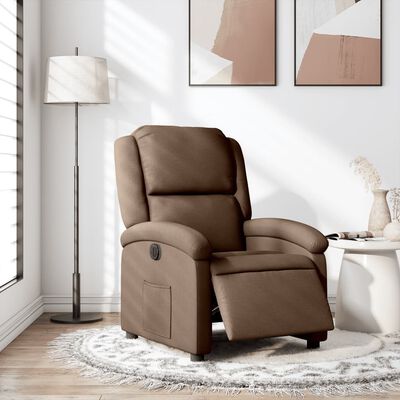 vidaXL Fauteuil inclinable électrique Marron Tissu