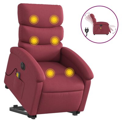 vidaXL Fauteuil inclinable de massage électrique Rouge bordeaux Tissu