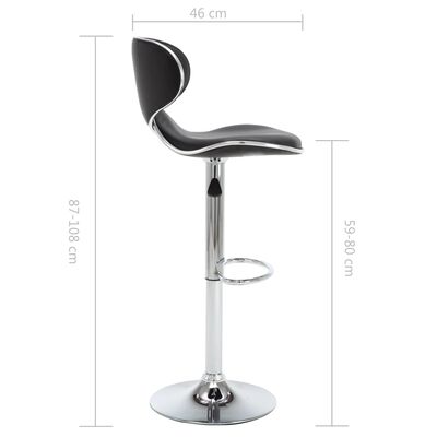 vidaXL Tabourets de bar lot de 2 noir similicuir