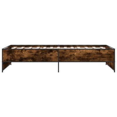 vidaXL Cadre de lit chêne fumé 100x200 cm bois d'ingénierie et métal