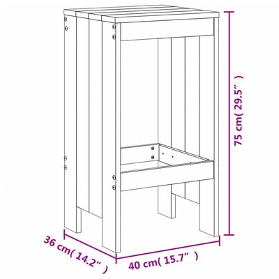 vidaXL Tabourets lot de 2 marron miel 40x36x75 cm bois massif de pin