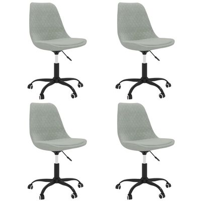 vidaXL Chaises pivotantes à manger lot de 4 Gris clair Tissu