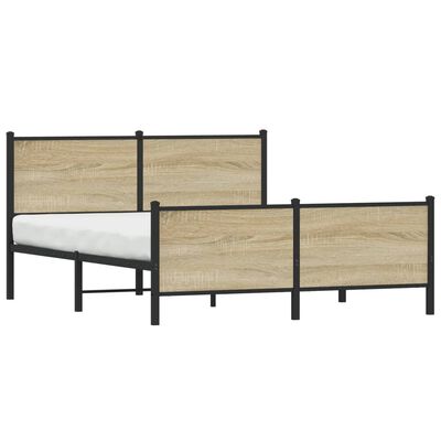 vidaXL Cadre de lit en métal sans matelas chêne sonoma 137x190 cm