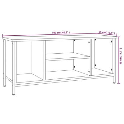 vidaXL Meuble TV sonoma gris 102x35x45 cm bois d'ingénierie