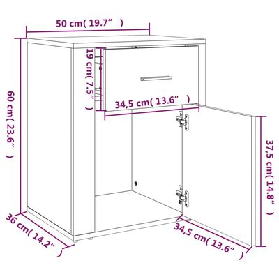 vidaXL Table de chevet Sonoma gris 50x36x60 cm Bois d'ingénierie