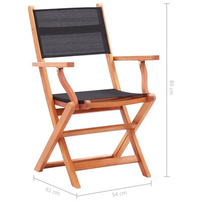 vidaXL Chaises pliables de jardin lot de 2 Noir Eucalyptus textilène