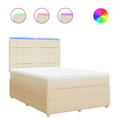 vidaXL Sommier à lattes de lit avec matelas Crème 140x190 cm Tissu