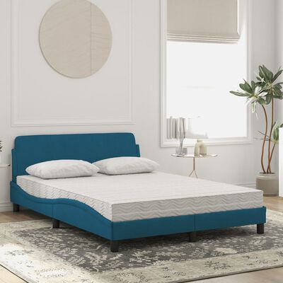 vidaXL Lit avec matelas bleu 140x190 cm velours