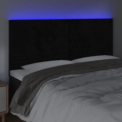 vidaXL Tête de lit à LED Noir 160x5x118/128 cm Velours