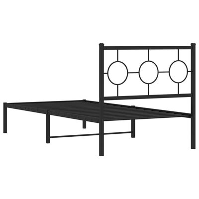 vidaXL Cadre de lit métal sans matelas avec tête de lit noir 90x190 cm