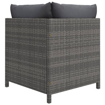 vidaXL Salon de jardin 4 pcs avec coussins Résine tressée Gris