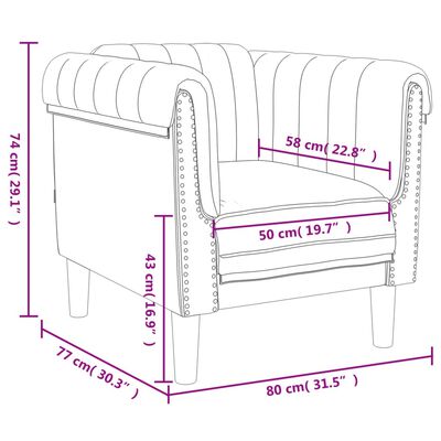 vidaXL Fauteuil crème velours