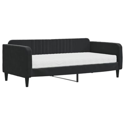 vidaXL Lit de jour avec matelas noir 90x190 cm velours