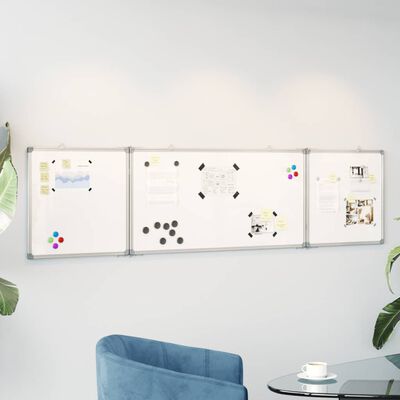 vidaXL Tableau blanc magnétique pliable 160x40x1,7 cm aluminium