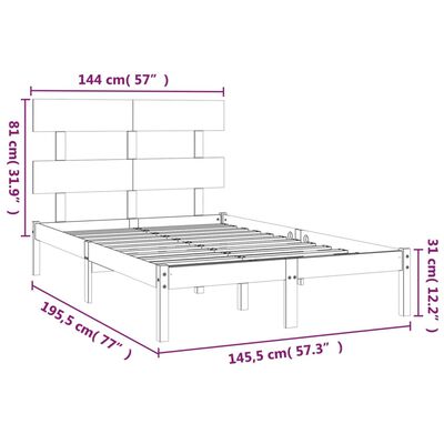 vidaXL Cadre de lit sans matelas noir 140x190 cm bois massif