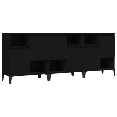 vidaXL Buffets 3 pcs noir 60x35x70 cm bois d'ingénierie