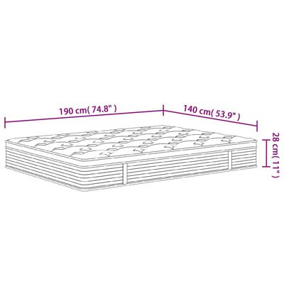 vidaXL Matelas à ressorts ensachés moyen 140x190 cm