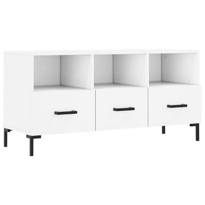 vidaXL Meuble TV blanc 102x36x50 cm bois d'ingénierie