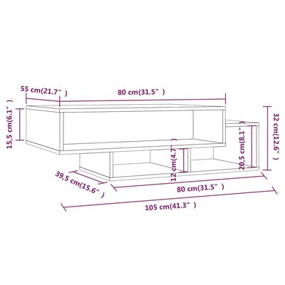 vidaXL Table basse Chêne marron 105x55x32 cm Bois d'ingénierie