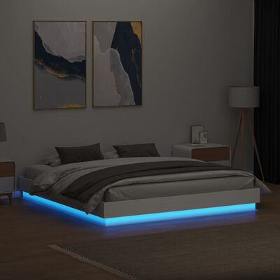 vidaXL Cadre de lit avec LED sans matelas blanc 200x200 cm