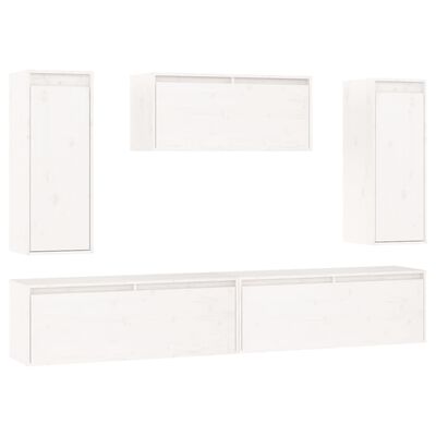 vidaXL Meubles TV 5 pcs Blanc Bois massif de pin