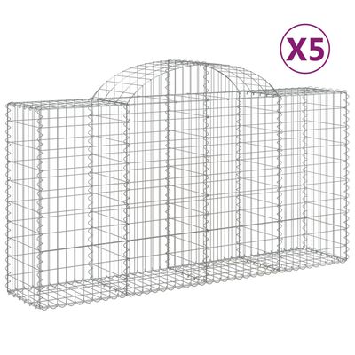 vidaXL Paniers à gabions arqués 5 pcs 200x50x100/120 cm fer galvanisé