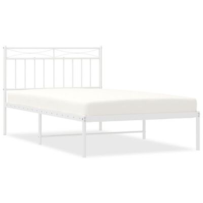 vidaXL Cadre de lit métal avec tête de lit blanc 107x203 cm