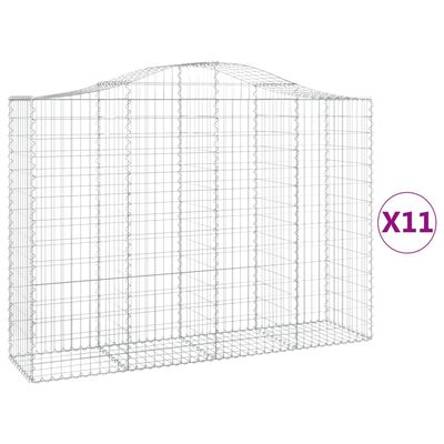 vidaXL Paniers à gabions arqués 11 pcs 200x50x140/160 cm Fer galvanisé