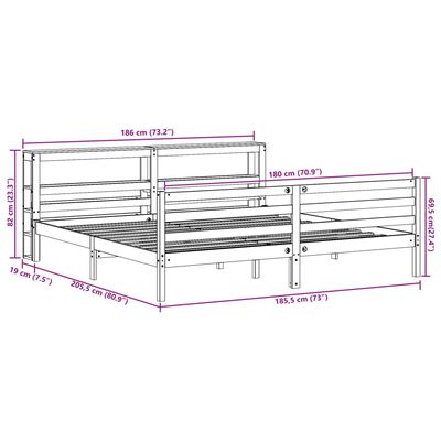 vidaXL Cadre de lit sans matelas blanc 180x200 cm bois massif de pin