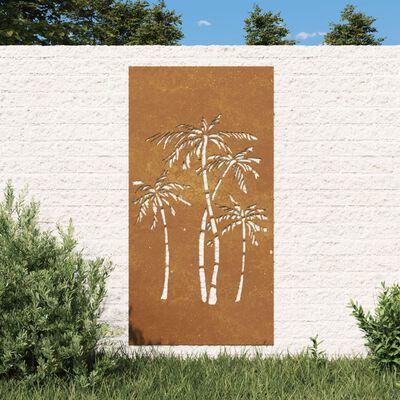 vidaXL Décoration murale jardin 105x55 cm acier corten design palmier