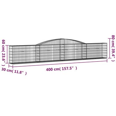 vidaXL Paniers à gabions arqués 8 pcs 400x30x60/80 cm Fer galvanisé