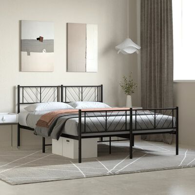 vidaXL Cadre de lit métal sans matelas avec pied de lit noir 120x200cm