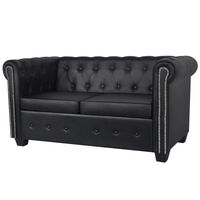 vidaXL Canapé Chesterfield à 2 places cuir synthétique noir