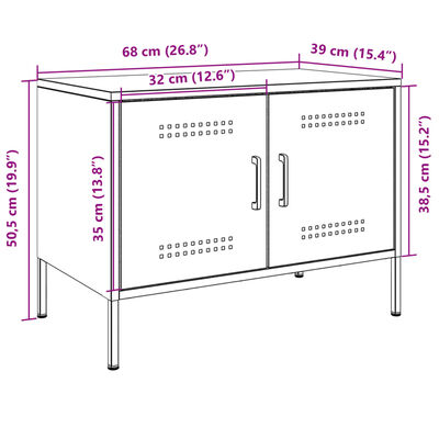 vidaXL Meuble TV vert olive 68x39x50,5 cm acier