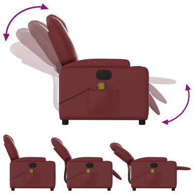 vidaXL Fauteuil de massage inclinable électrique rouge bordeaux