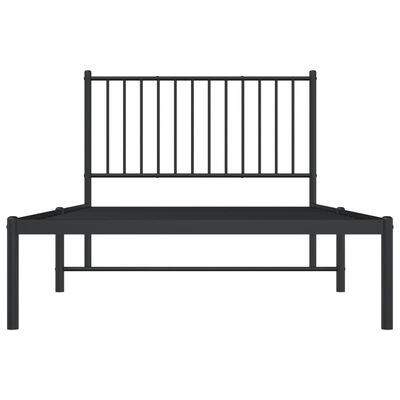 vidaXL Cadre de lit métal sans matelas avec tête de lit noir 100x190cm