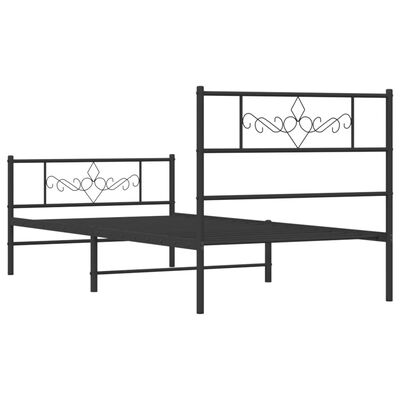 vidaXL Cadre de lit métal sans matelas et pied de lit noir 100x200 cm