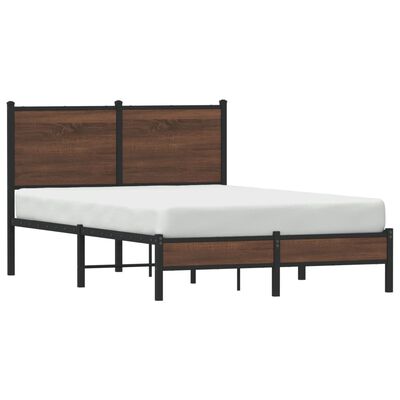 vidaXL Cadre de lit en métal avec tête de lit chêne marron 120x190 cm